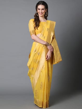 Sunny Yellow Woven Banarasi Silk Saree