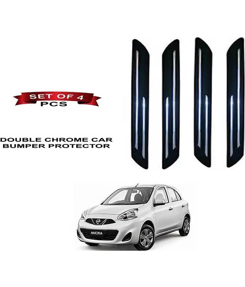 RONISH Rubber Car Bumper Protector Guard (Double Chrome) For Nissan Micra