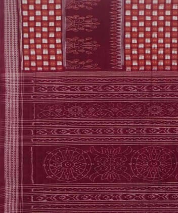Maroon handwoven sambalpuri cotton saree