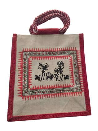 Handmade Jute Bag with Warli Painting