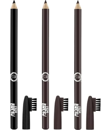 Colors Queen Black and Dark Brown Black, Dark Brown Brow Pencil 9g Black (Pack of 3)