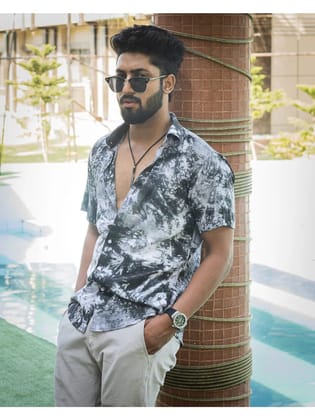 Black and White Printed Designing Stylish Shirt by GlamaStitch-S