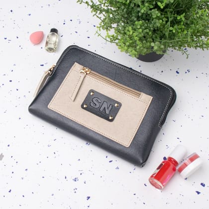 PERSONALISED UTILITY POUCH INITIALS - BLACK-Black