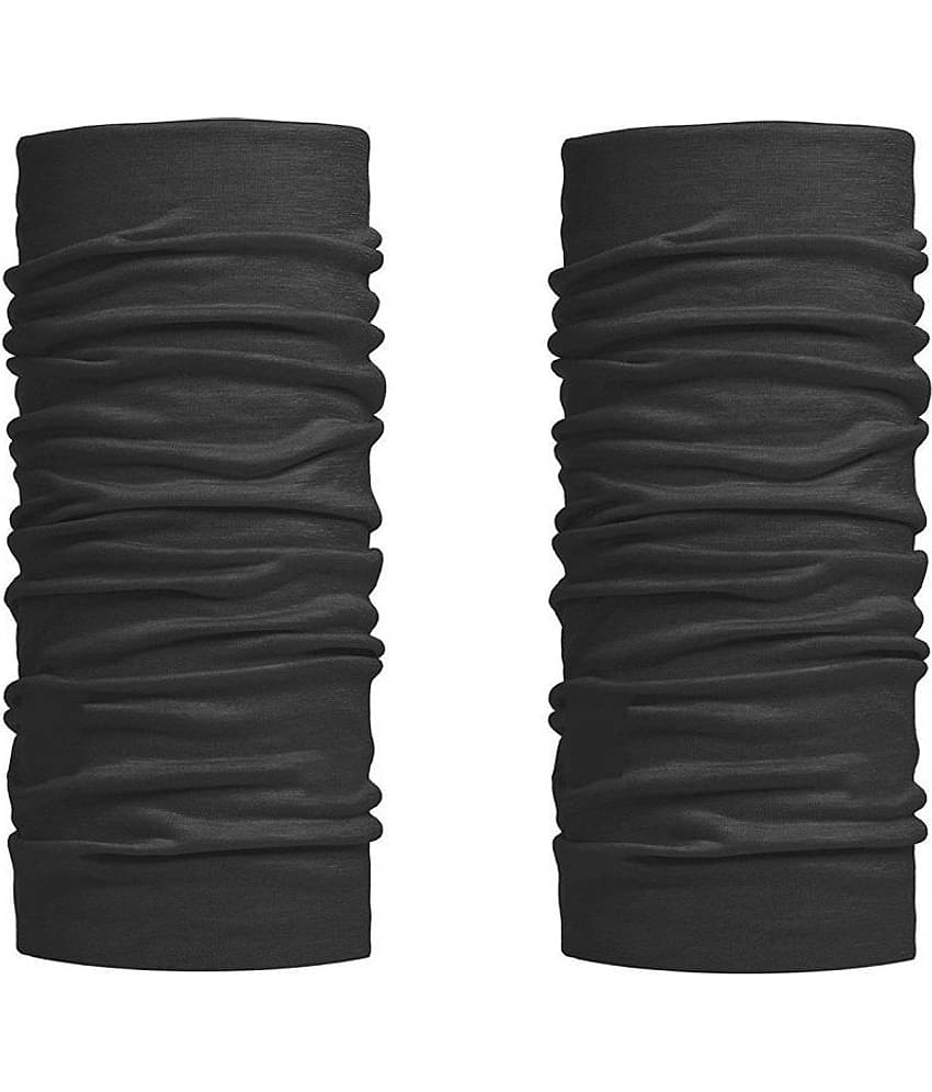 De-Ultimate (Set Of 2) Unisex Multi-Purpose & Multi-Functional Lightweight Soft Nylon Seamless Reversible Casual Sun Protection Face Mask/Skull & Beanie Caps/Headwraps/Bandana Band (Free Size; Black)