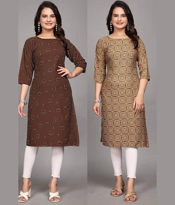 KALAVRITTA Pack of 2 Crepe Printed Straight Women's Kurti - ( Multicoloured )