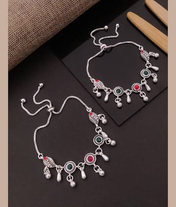 Shivay Fashion  hub Silver Anklets ( Pack of 2 )