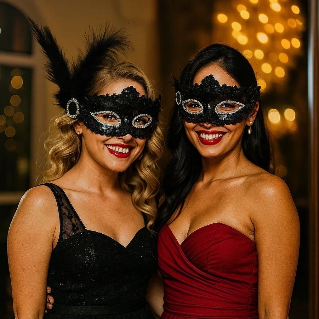 Masquerade Mask Black Color with Shinny Sequin for Women - 1PC - Party and Festive Needs | Buy online on ZillyBuy