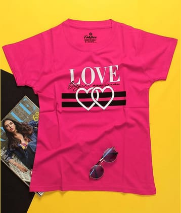 Fabflee Women Cotton Regular Fit Round Neck T-Shirt ( Pink )