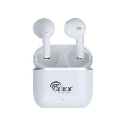 CELLECOR BroPods CB01+ Waterproof Earbuds with 25 Hours Playtime, Automatic Pairing, ENC Bluetooth Headset ( White)