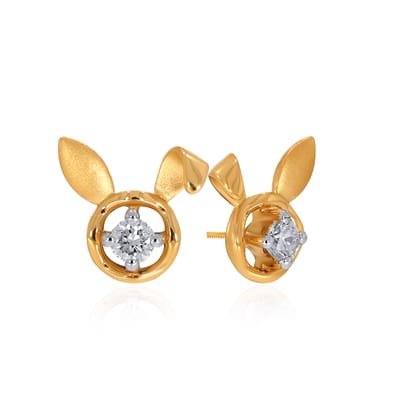 Senco Gold 14K Yellow Gold Kids Diamond Studs Earrings (0.8 gram / 0.06 Ct / HI-SI / 14K Yellow Gold)