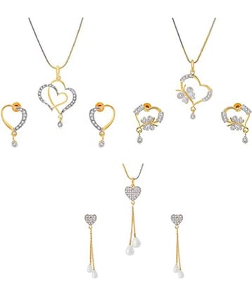 PUJVI - Silver Pendant set ( Pack of 3 )