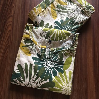 Green Yellow - Sunflower - Cord Set - Pure Cotton-38 - M