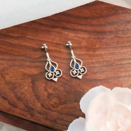Blue trine 92.5 Silver Bugadi (Pierced)-Silver
