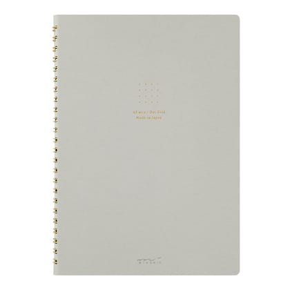 Midori A5 Dot Ruled Colour Paper Ring Notebook-Grey