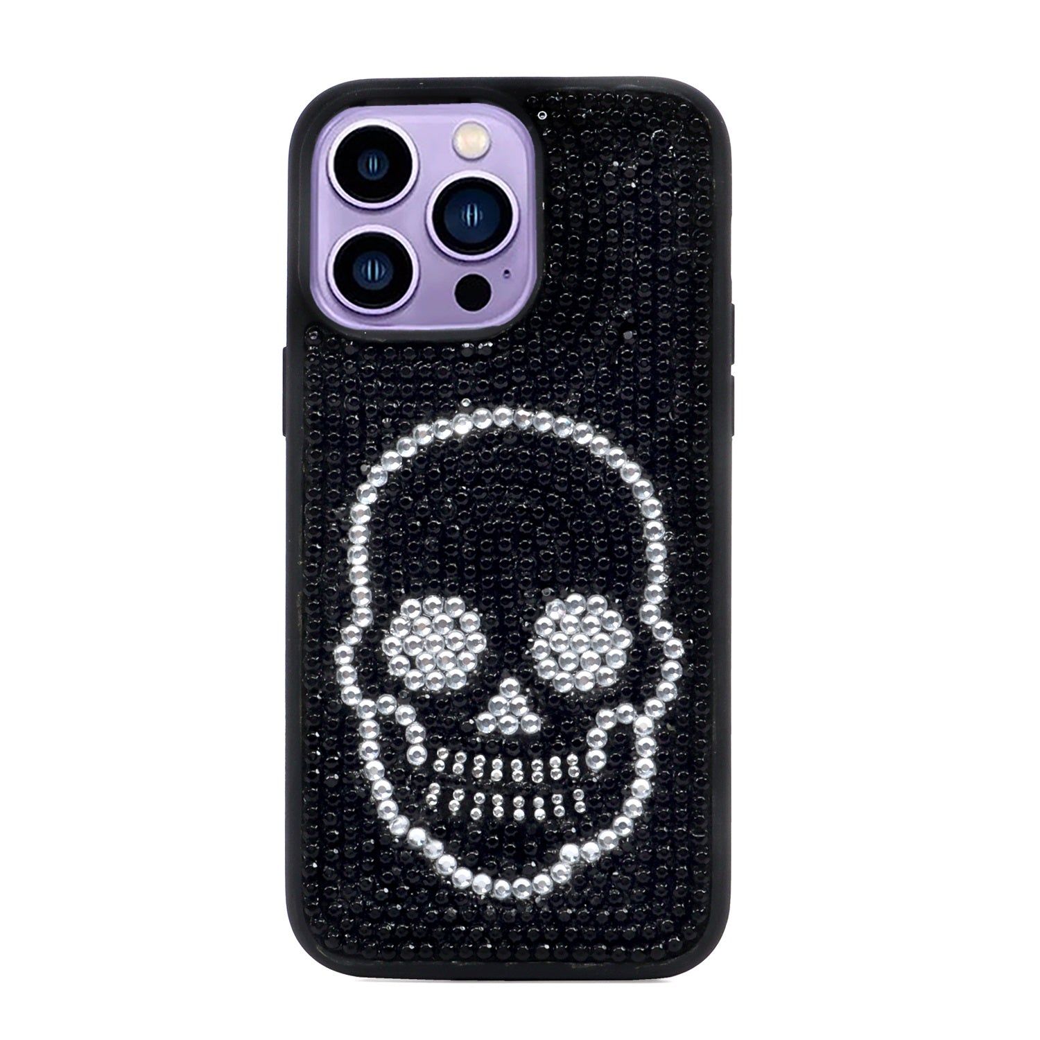 Apple iPhone Series Black And Silver Swarovski Crystal Zardosi Mobile Cover By Brune & Bareskin-15ProMax