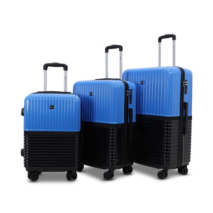 Sky Carry Navira Polycarbonate 3 Pc Luggage Set  Large, Medium, Small  TSA Type Lock, Dual Spinner Wheels, Lightweight Hard Luggage, Glossy Finish  Blue