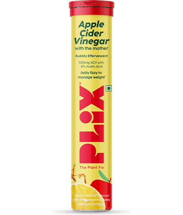 Plix Apple Cider Vinegar 15 Effervescent Tablets Lemon Masala Flavor with Vitamin B12 (15 No)