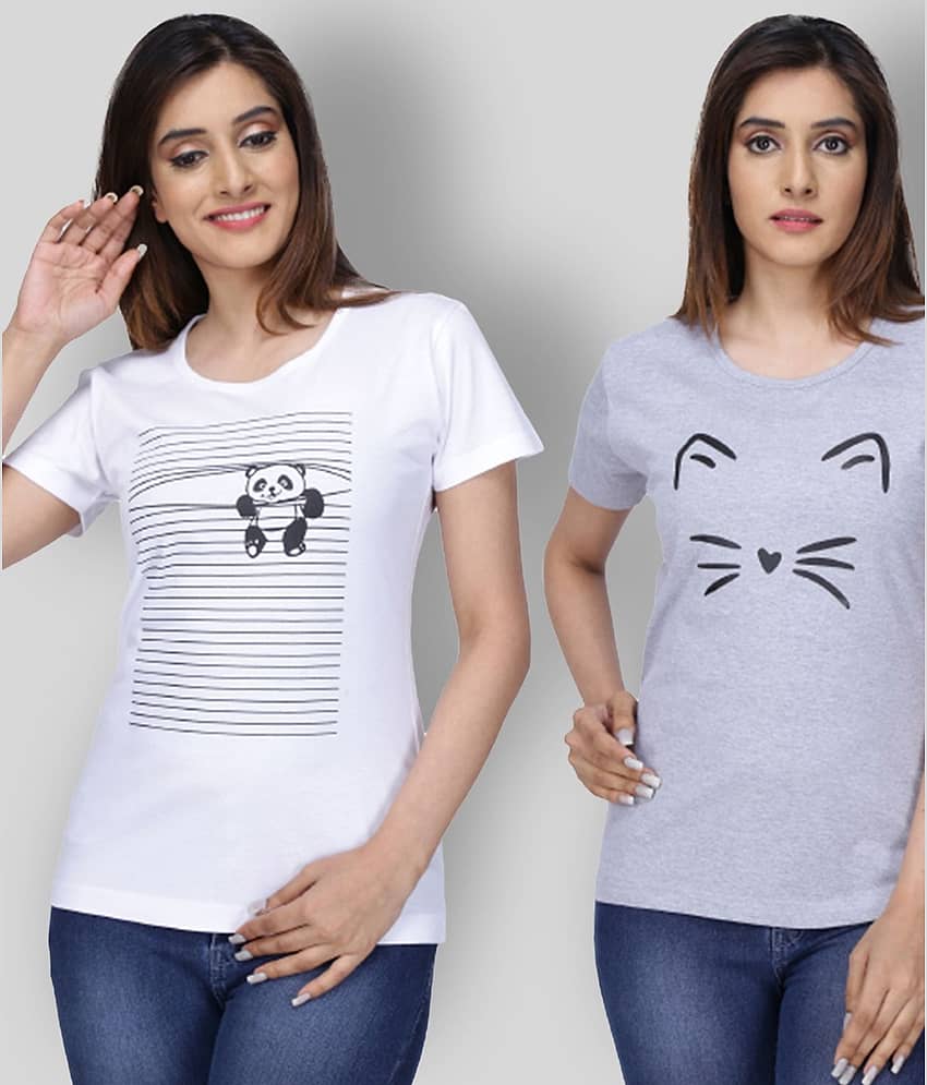 Neo Garments Women Cotton Regular Fit Round Neck T-Shirt ( Multi Color )