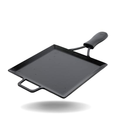 Trilonium Triple Seasoned Iron Multi Purpose Square Griddle Tawa 26x26 cms