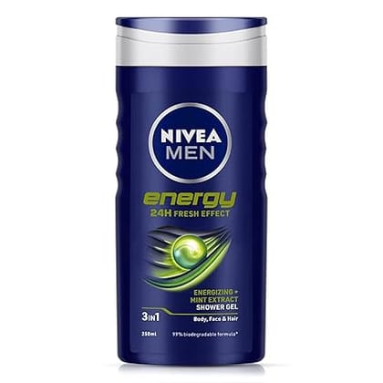 Nivea Men Energy Shower Gel With Mint Extracts For Body, Face & Hair, 250 ml