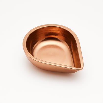 Copper Diya (Pack of 2) - 64 mm Length x 54 mm Width - Home Decor Oil Lamp - Vilakku for Pooja Room - ????????? ????- Decorative Items - Diyas for Puja - Diya Set - Traditional