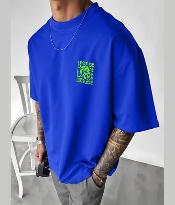 Trond Men Cotton Blend Oversized Fit Printed T-Shirt ( Blue )