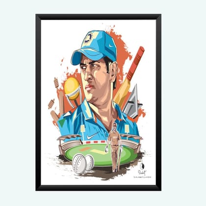 Nokkes Cricket IPL M.S Dhoni CSK Chennai Super King Team Photo Frame 8X12 Inch Size Photo Frame Photo Home Office_msd20