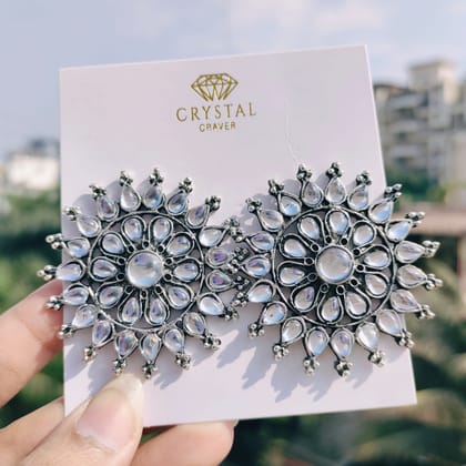 Beaded Silver Oxidised Studs