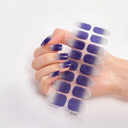 UV-Free Nail Wraps Semi Glitter-Navy Blue