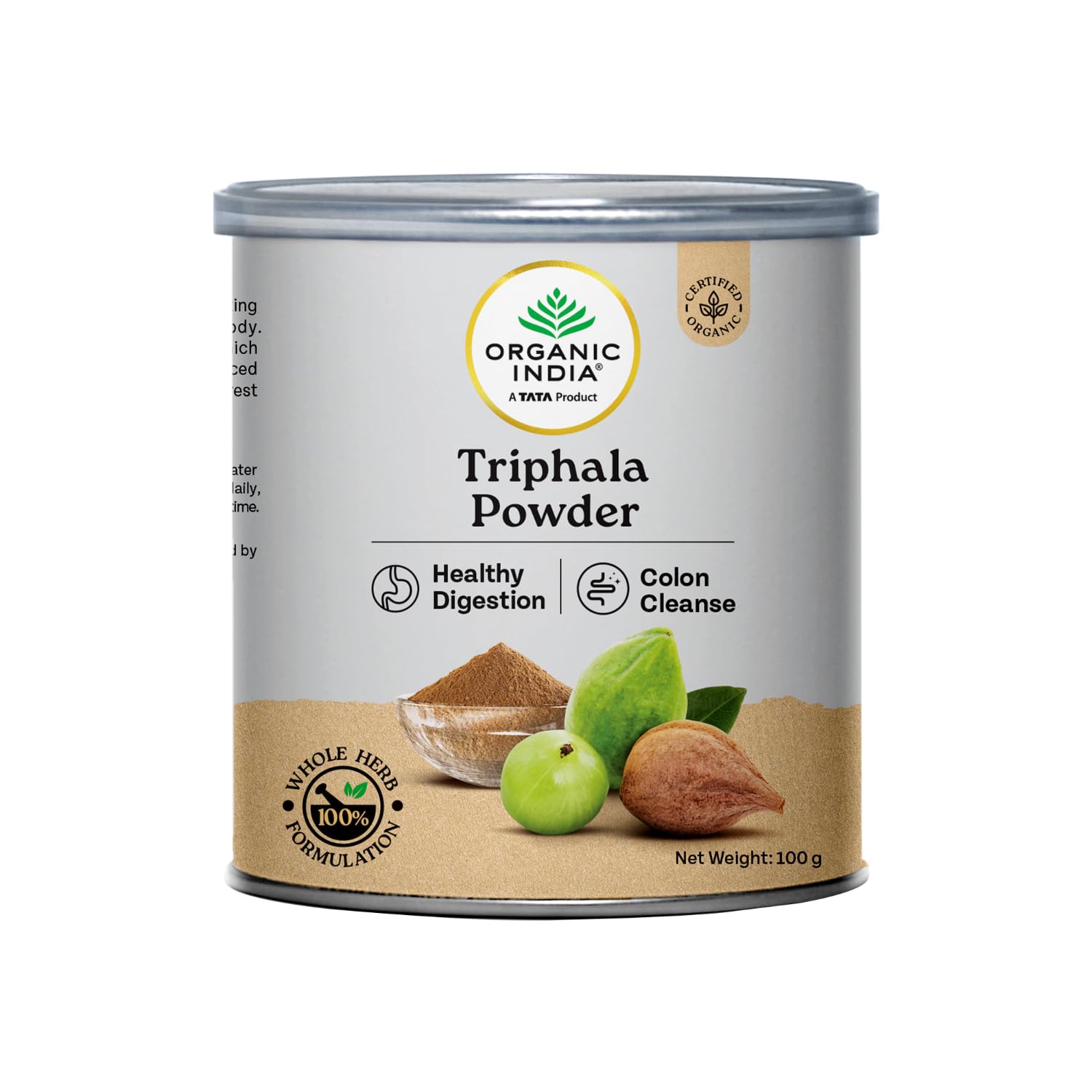 Organic India Triphala Powder - 100g, Supports Immune System, Colon & Digestion, For Balanced Bowel & Gut Health, Contains Bioactives and Antioxidants, GMP & NPOP Certified Organic