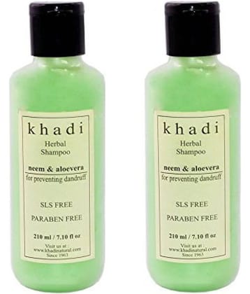 Khadi Neem and Aloevera Herbal Shampoo SlS and Paraben Free, 210ml(Pack of 2)
