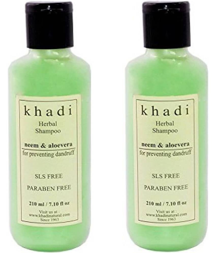 Khadi Neem and Aloevera Herbal Shampoo SlS and Paraben Free, 210ml(Pack of 2)