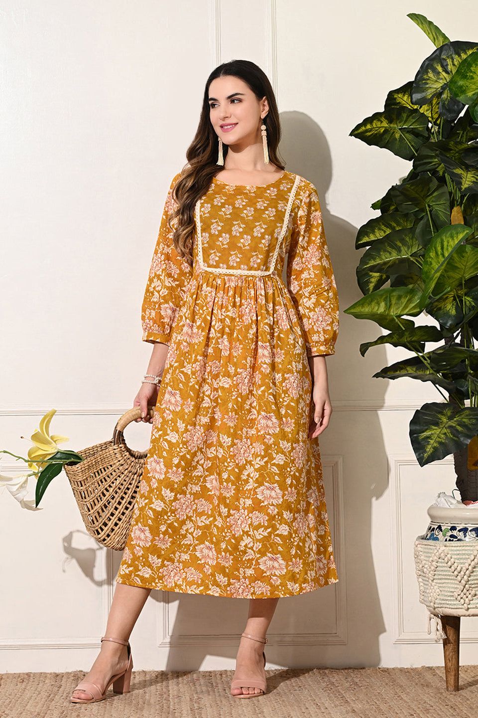 Flowery Block dress-S