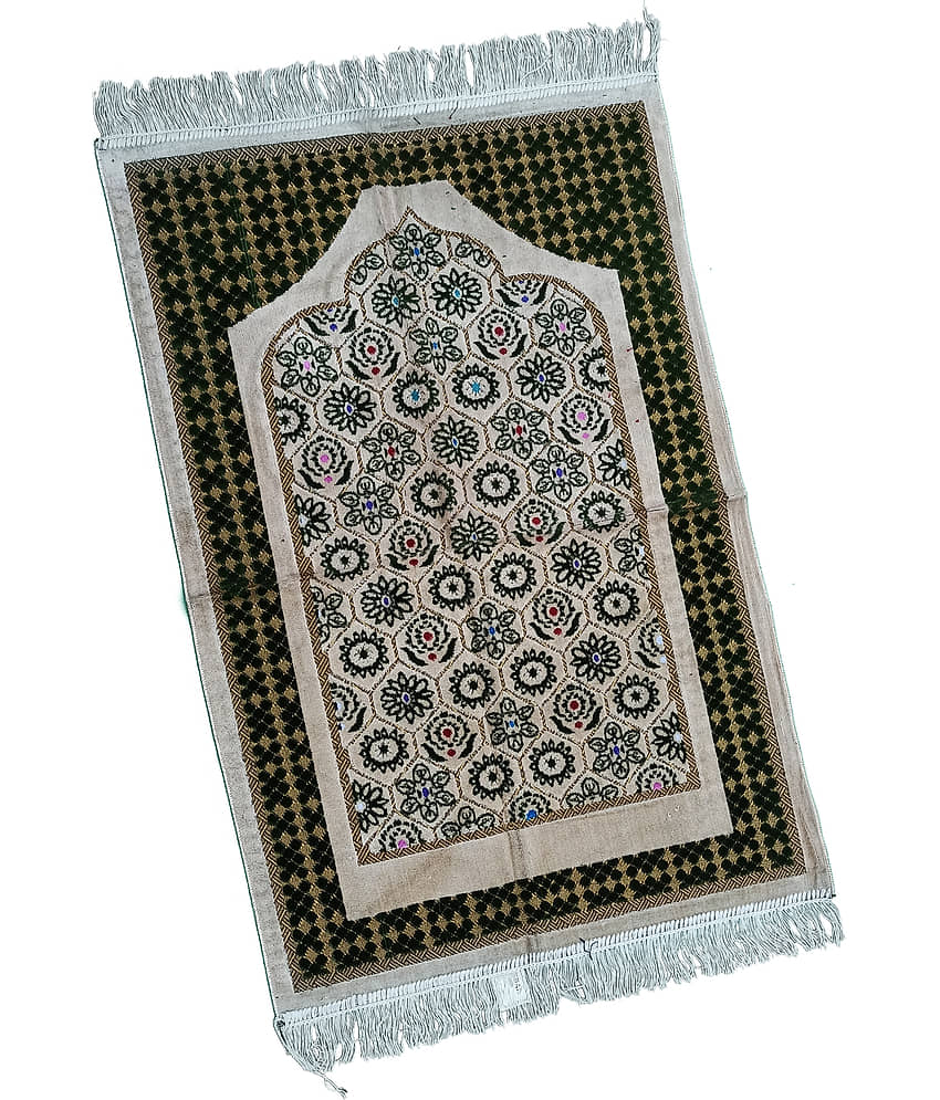 ADIRNY Green Single Velvet Prayer Mat ( 110 X 70 cm )
