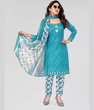 Kashvi Unstitched Crepe Printed Dress Material - Sea Green ( Pack of 1 )