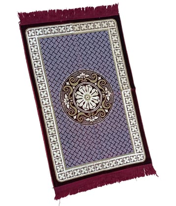 ADIRNY Maroon Single Velvet Prayer Mat ( 110 X 70 cm )