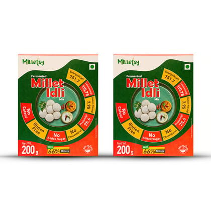 Milletsy Millet Idli Instant Mix Fermented 200g Pack of 2 Milletsy Millet Idli Instant Mix Fermented 200g Pack of 2