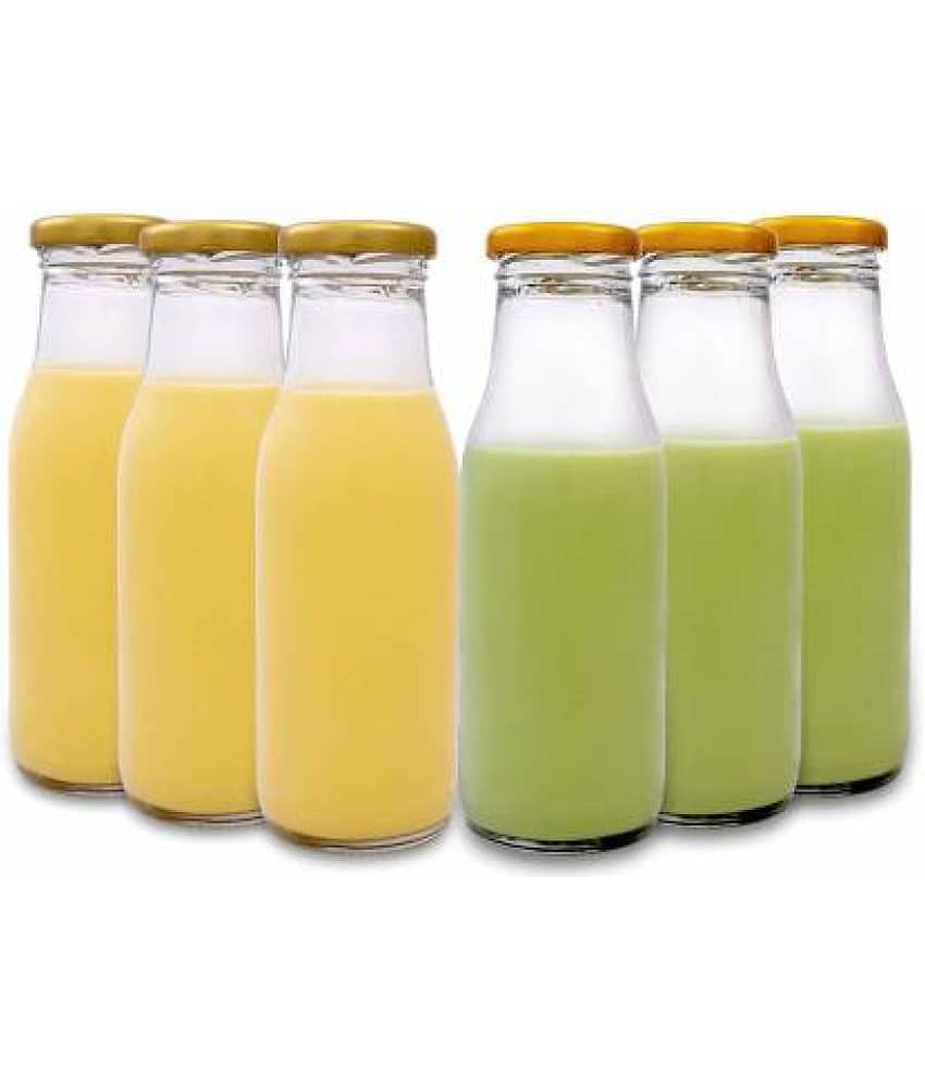 CROCO JAR Glass Transparent Milk Container ( Set of 6 )