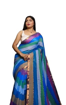Mul Cotton Saree in Classic Stripe Ground Design |