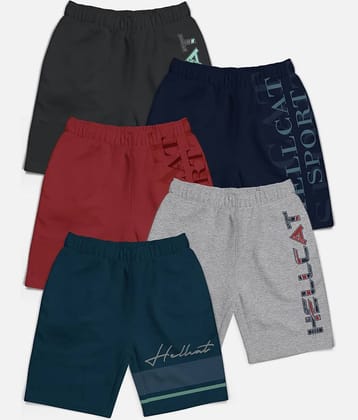 HELLCAT Pack of 5 Cotton Blend Shorts For Boys ( Multicolor )