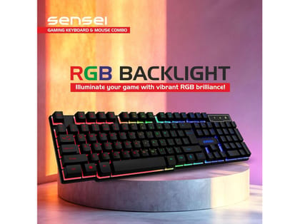 Zebion  Sensei Wired Gaming Keyboard Mouse Combo with RGB Lights - Black