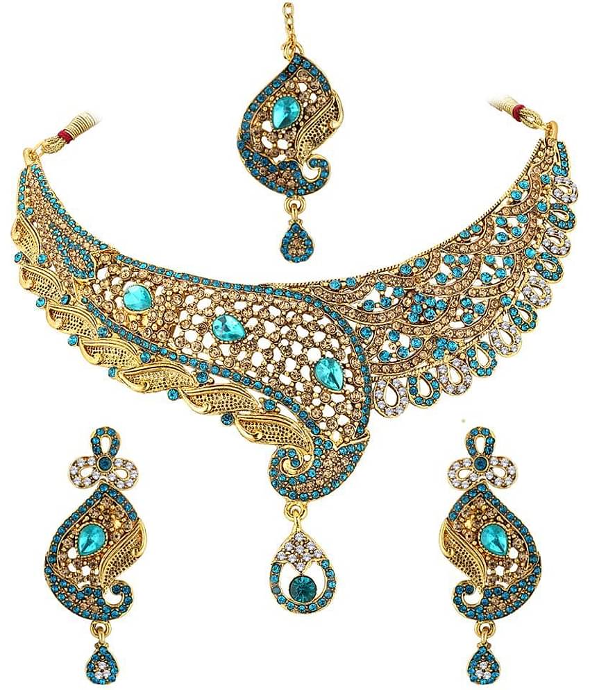 Spargz - Blue Alloy Necklace Set ( Pack of 1 )