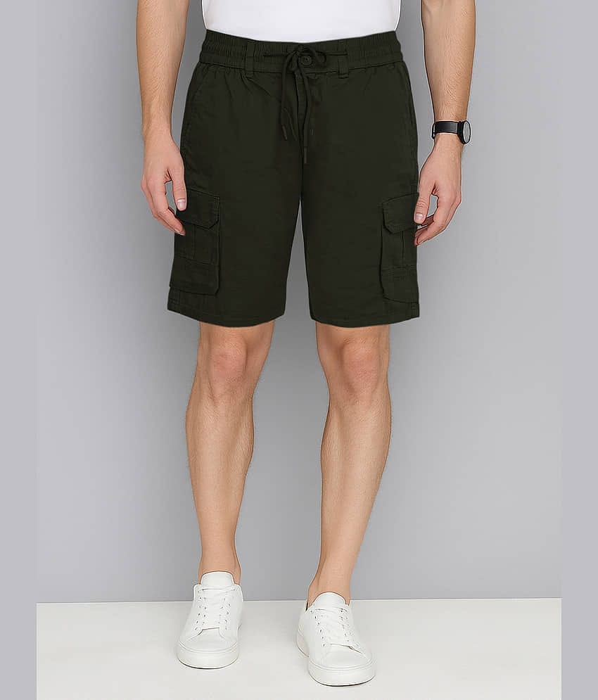 plounge Green Cotton Blend Men's Shorts ( Pack of 1 )