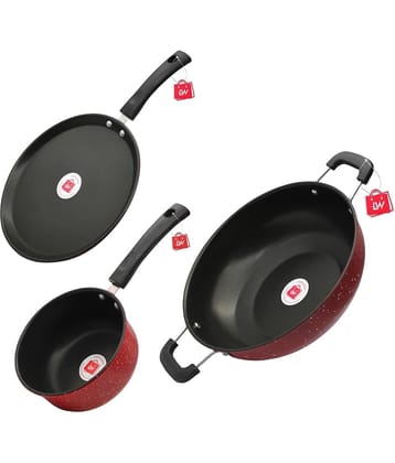 LAZYWINDOW Maroon Hard Anodised Non-Stick Cookware Sets ( Set of 1 )