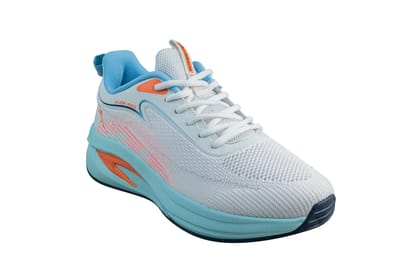 Abros Gents Off White / Ice Blue Sports Shoe-Silver/White / 8