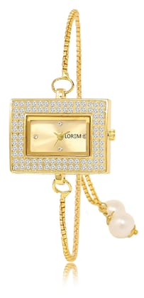 LOREM Gold Square Braclet Analog Watch for Women LR247-UF