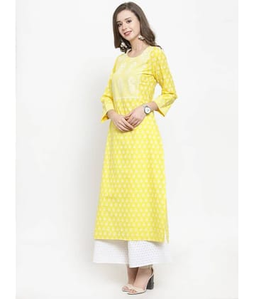 KSUT Yellow Cotton Straight Kurti