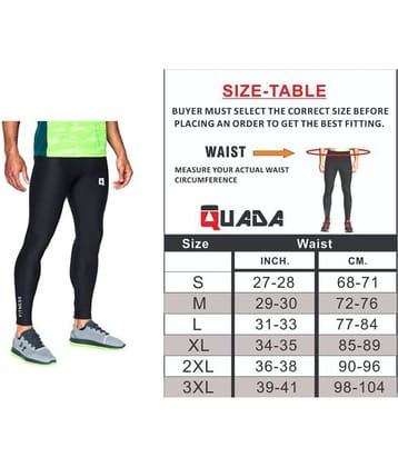 Quada Compression Lower, Pants Tights, Skins Men's Legging, Base Layer for Gym, Running, Cycling, Cricket, Basketball, Yoga, Football, Tennis, Badminton & More