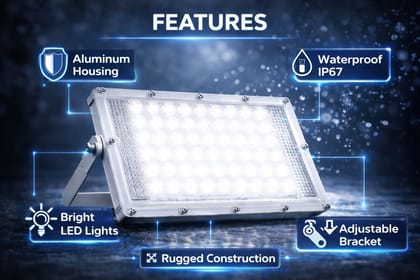 SPARKWORLD 50 Watt Brick White Colour Flood Light for Outdoor (Pack of 1) Flood Light Outdoor Lamp (White) | Colour: White (Pack of 1)