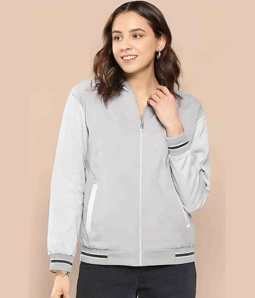 PLUS PARADISE Women Bomber Jacket ( Grey )